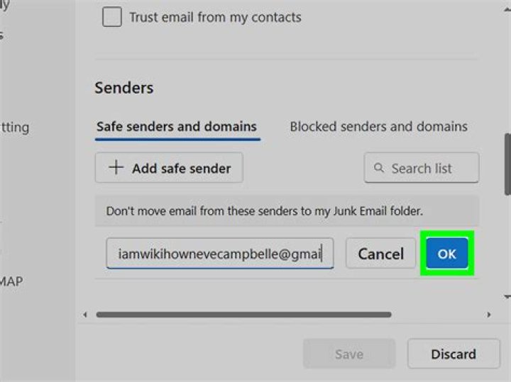 How do I add an email to my safe sender list?