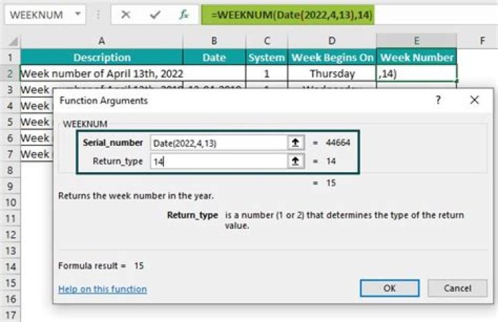How do I calculate Weeknum in Excel?