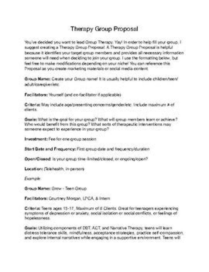 How do you write a proposal for group therapy?