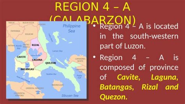 What are the provinces in Region 4A?
