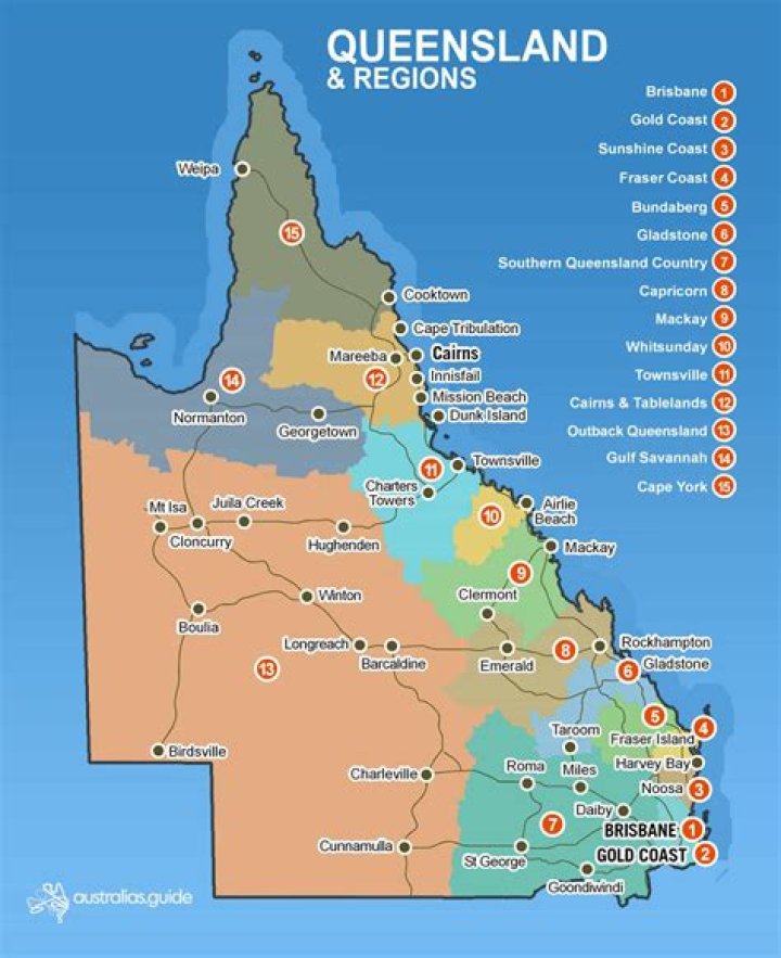 What are the regions of Queensland?