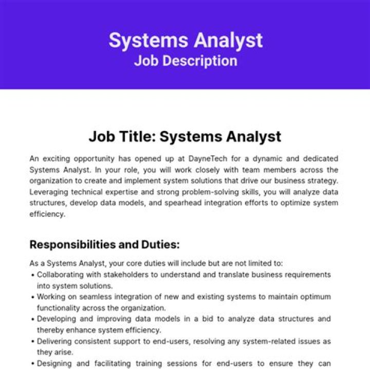 What is a system analyst job description?